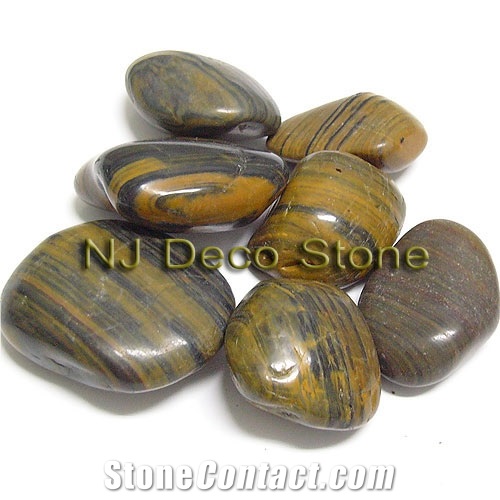 Polished Stripe Pebble Tiger Beach Pebble, Pebble Black Sandstone Pebbles