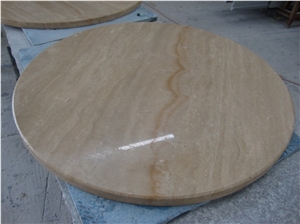 Prefabricated Beige Travertine Round Table Tops