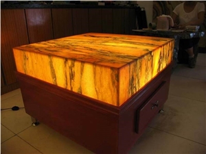 Backlit Afterglow Onyx Glass Table