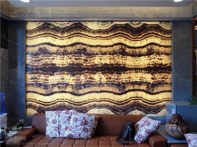 Backlit Brown Onyx Glass Panel