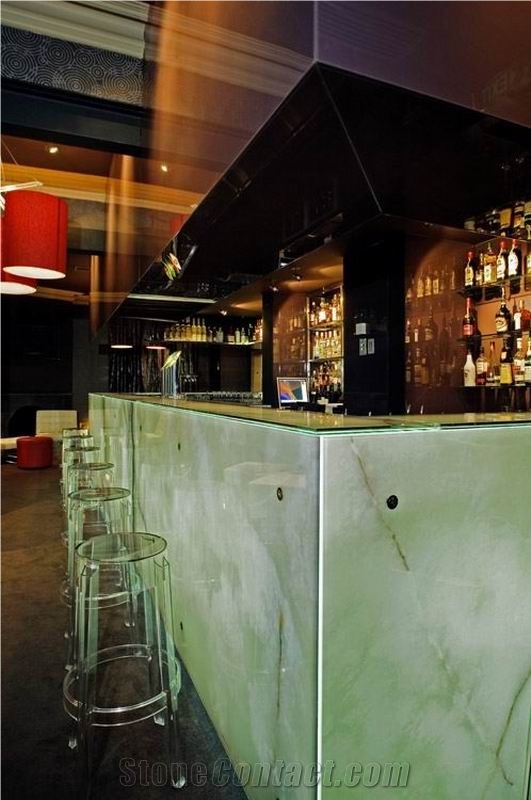 Backlit Green Onyx Glass Bar Top