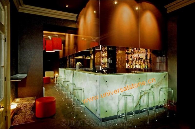 Backlit Green Onyx Glass Bar Top