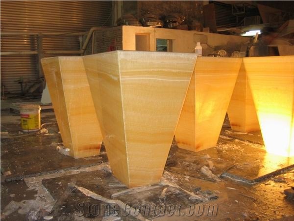 Backlit Honey Onyx Glass Bar Top (J061)