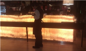 Backlit Honey Onyx Glass Bar Top