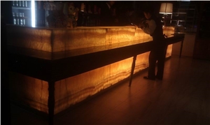 Backlit Honey Onyx Glass Bar Top