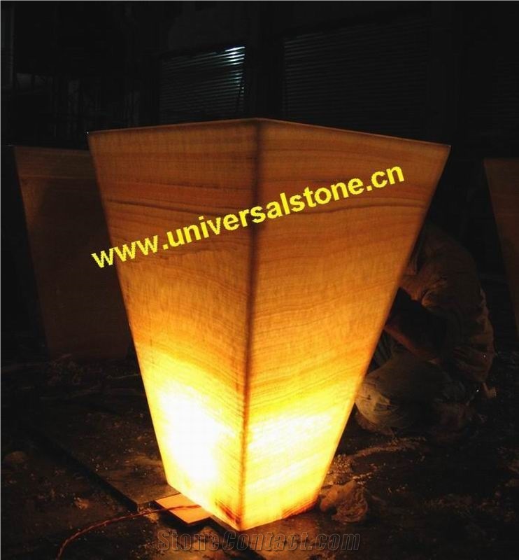 Backlit Honey Onyx Glass Bar Tops