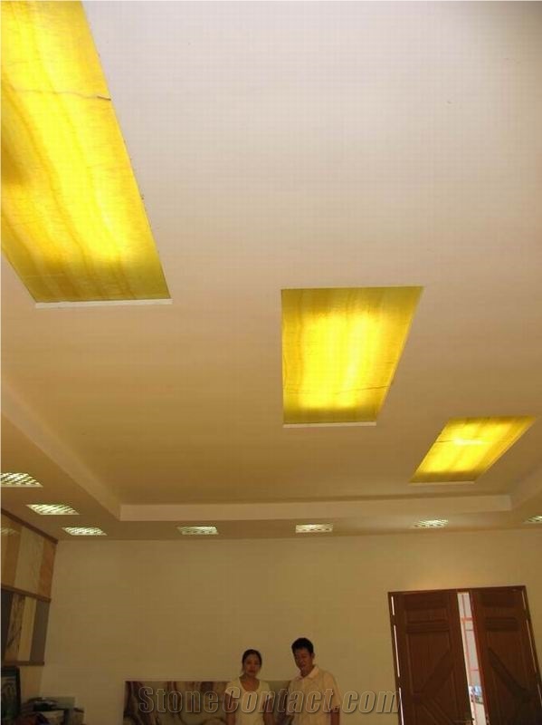 Backlit Honey Onyx Glass Ceiling Panel