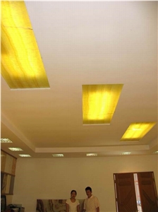 Backlit Honey Onyx Glass Ceiling Panel