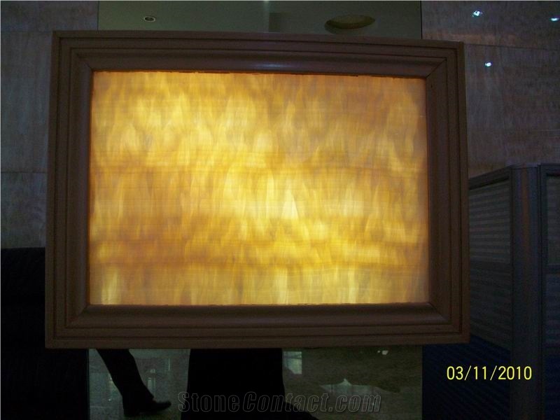 Backlit Honey Onyx Glass Lamp Box