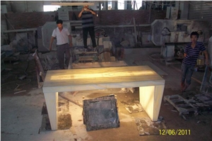 Backlit Honey Wood Vein Onyx Glass Table