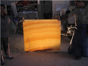 Backlit Honey Wooden Vein Onyx Glass Tile Z-16