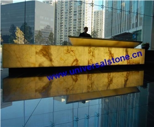 Backlit Onyx Reception Desk, Yellow Onyx Office Meeting Tables