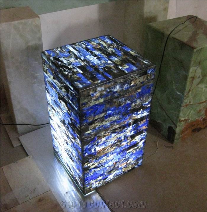 Blue Semiprecious Stone Box Backlit (J107)