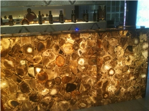 Brown Agate Semiprecious Stone Bar Top