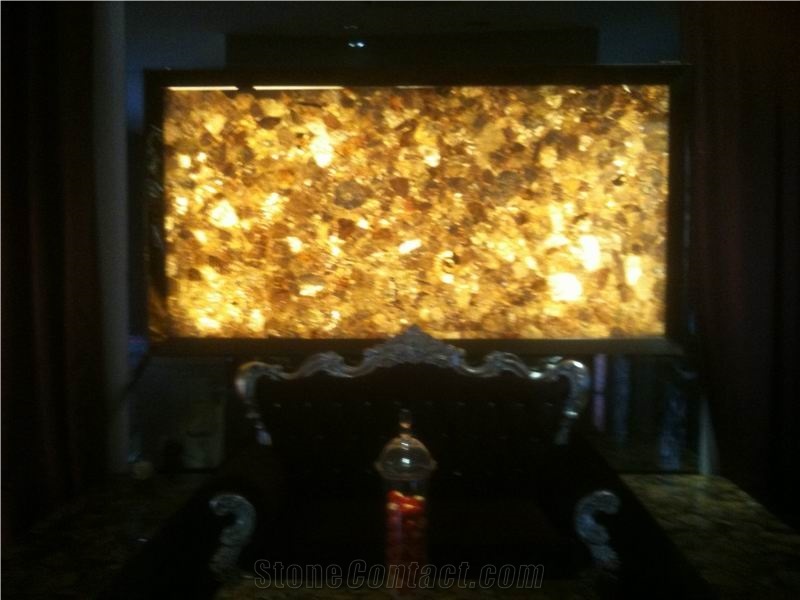 Brown Agate Semiprecious Stone Bar Top