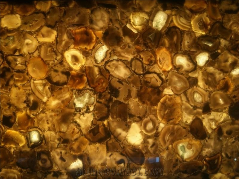 Brown Agate Semiprecious Stone Bar Top