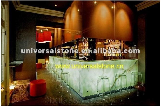 Green Semiprecious Stone Glass Bar Tops (J77)