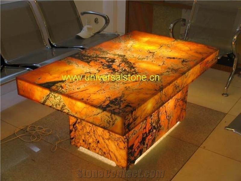 Translucent Afterglow Onyx Glass Table(Z10)