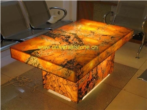 Translucent Afterglow Onyx Glass Table(Z10)