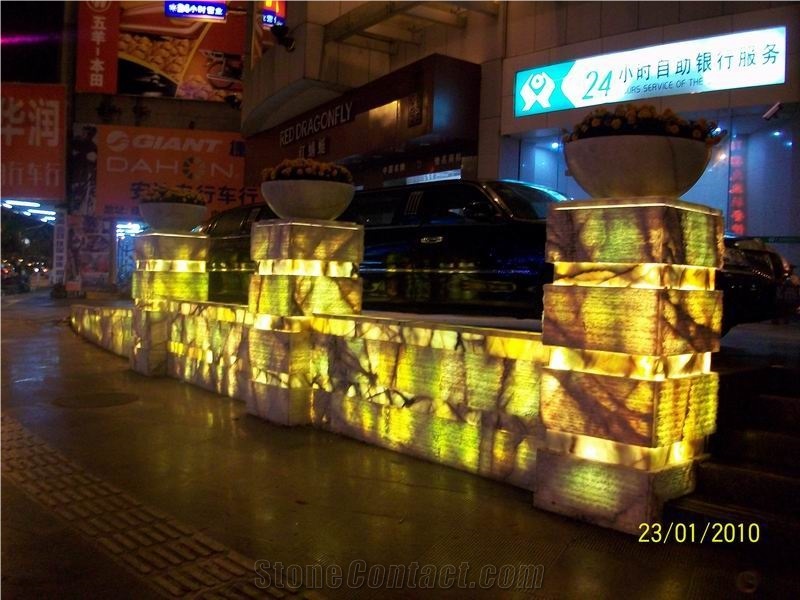 Translucent Green Onyx Glass Decorative Fence