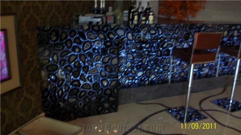 Translucent Semiprecious Agate Onyx Glass Bar Top