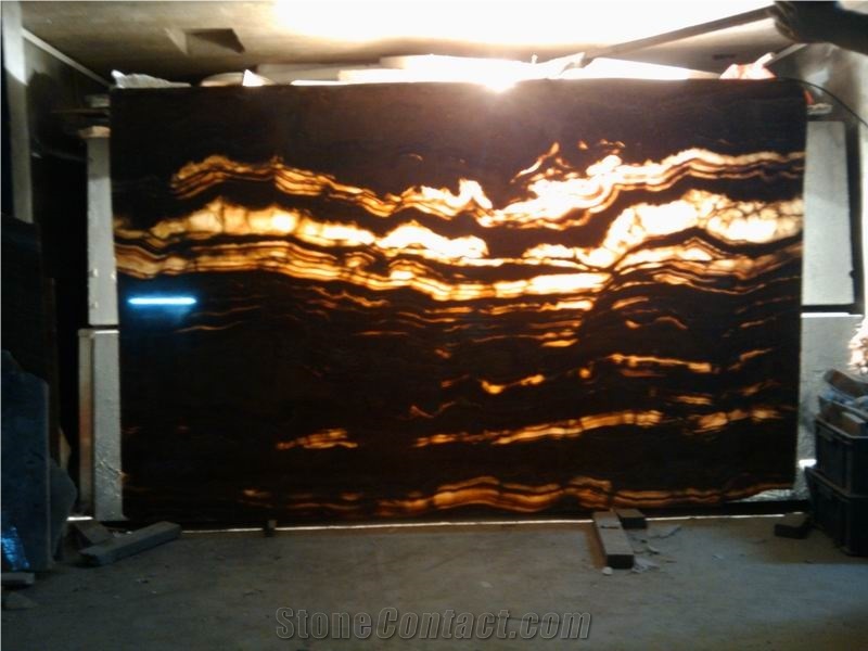 Translucent Tiger Vein Onyx Decorative Wall