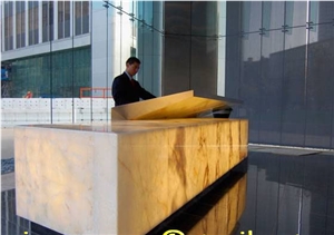 White Onyx Reception Desk Backlit (J052)