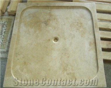 Export Medium Travertine Shower Base, Beige Travertine Shower Base
