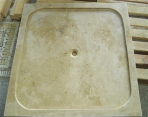 Export Medium Travertine Shower Base, Beige Travertine Shower Base