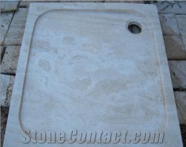 Export Medium Travertine Shower Base, Beige Travertine Shower Base