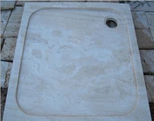 Export Medium Travertine Shower Base, Beige Travertine Shower Base