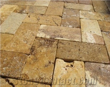 Golden Sienna Turkey Travertine Pavement, Yellow Travertine Pavement