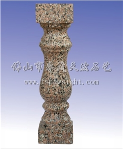 Granite Red Balustrade 60x12x12 cm Circular, Natural Red Granite Balustrade, Natural Granite Balustrade & Railings