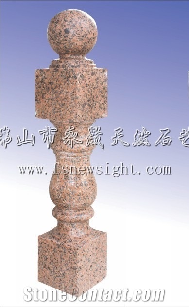 Granite Red Balustrade 60x12x12 cm Circular, Natural Red Granite Balustrade, Natural Granite Balustrade & Railings