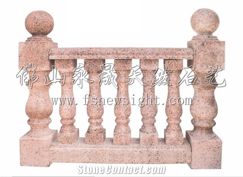 Granite Red Balustrade 60x12x12 cm Circular, Natural Red Granite Balustrade, Natural Granite Balustrade & Railings