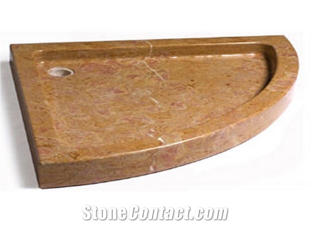 Giallo Reale Rosato Marble Shower Stall, Pink Marble