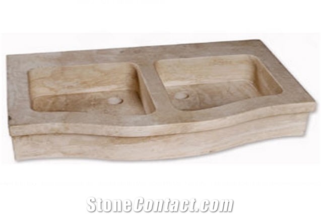 Travertino Romano Basin, Beige Travertine Basin