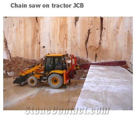 Mobile Chain Saw for Squaring Blocks on Tractor JCB