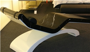 Cleopatra Hot Stone Chaise Longue, Black Marble Home Decor