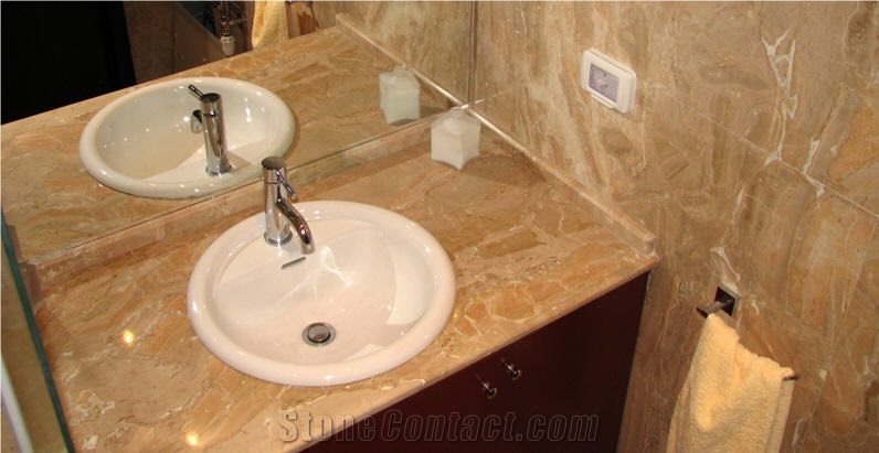 Breccia Oniciata Rosa Vanity Top, Breccia Oniciata Beige Marble Vanity Top