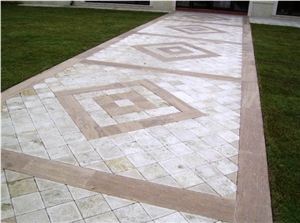 Tumbled Travertine Pavers, Turkey Alabastrino Beige Travertine