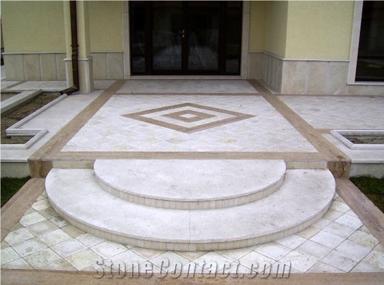 Tumbled Travertine Pavers, Turkey Alabastrino Beige Travertine