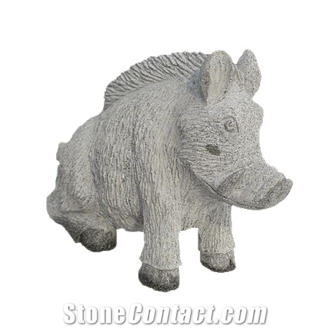 Handmade Natural Stone Animal Statue, G383 Grey Granite Statue