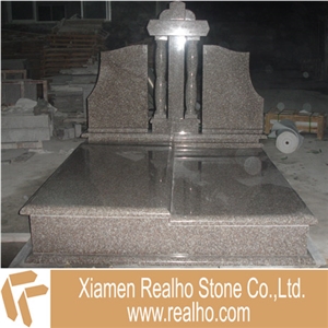 Double Tombstone,gravestone,664 Granite, G664 Red Granite Gravestone