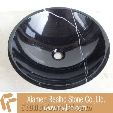 Marble Stone Vessel Sink, ,white ,emperador Black Marble Vessel Sink