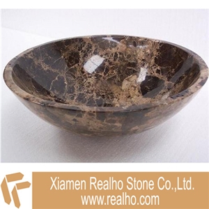 Marble Stone Vessel Sink, ,white ,emperador Black Marble Vessel Sink