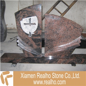 Red Carving Granite Headstone