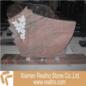 Red Carving Granite Headstone