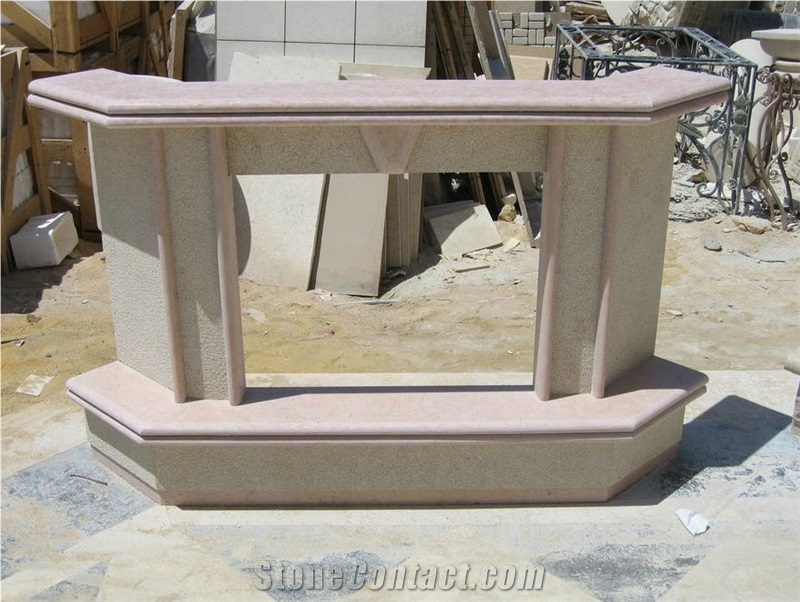 Albia Rosa Fireplace, Pink Limestone Fireplace