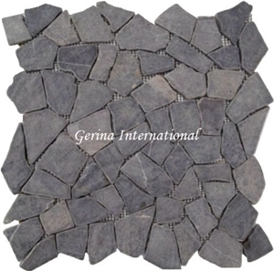 Broken Marble Stone Mosaic Tiles Interlocking, Grey Marble Broken Marble Stone Mosaic Tiles Interlocking, Grey Marble